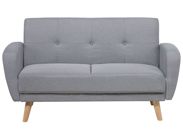 Sovesofa 2 pers Lysegrå Lyst Træ Polyester Gummitræ Retro Moderne Design Grå Højkvalitets Sofa 2-Personers Stue Indretning Møbler Gæsteværelse