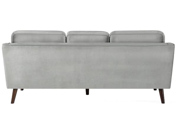 Sofa Lysegrå 3 Personers Imiteret Læder Træben Klassisk Stil