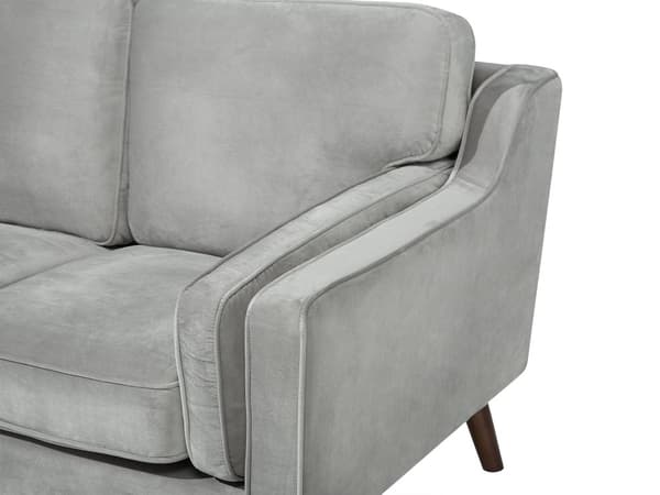 Sofa Lysegrå 3 Personers Imiteret Læder Træben Klassisk Stil