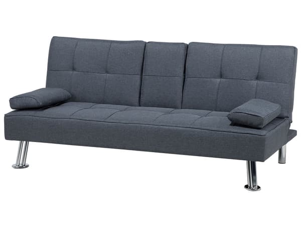 Sovesofa Mørkegrå 3 Personers Moderne Lille Sovebriks med Sovefunktion og Kopholder Designsofa Teenageværelse Drenge Inspiration