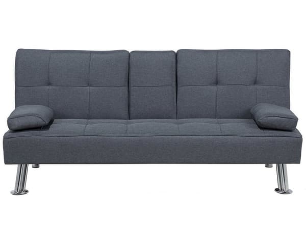 Sovesofa Mørkegrå 3 Personers Moderne Lille Sovebriks med Sovefunktion og Kopholder Designsofa Teenageværelse Drenge Inspiration