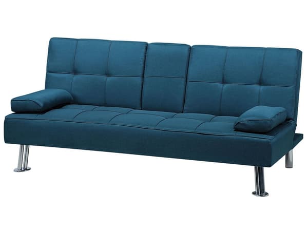 Sovesofa Blå 3 Personers Moderne Lille Sovebriks med Sovefunktion og Kopholder Designsofa Teenageværelse Drenge Inspiration