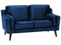 Miniatyrbillede 4 af 11: Sofa Blå 2 Personers Velour Træben Klassisk Stil