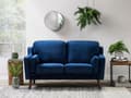 Miniatyrbillede 2 af 11: Sofa Blå 2 Personers Velour Træben Klassisk Stil