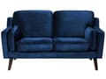 Miniatyrbillede 1 af 11: Sofa Blå 2 Personers Velour Træben Klassisk Stil