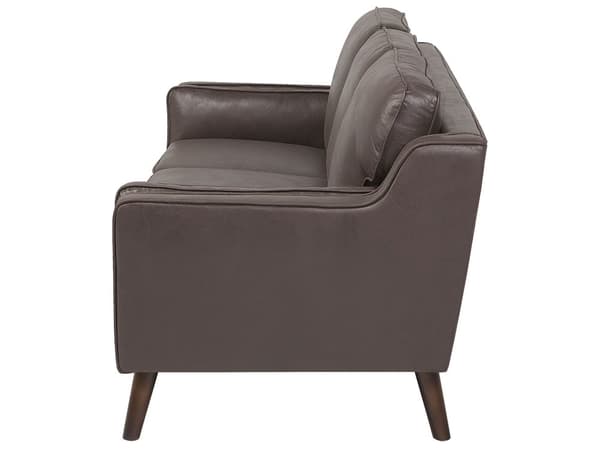 Sofa Brun 3 Personers Imiteret Læder Træben Klassisk Stil