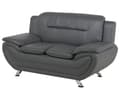 Miniatyrbillede 4 af 11: 2 Personers Sofa Grå Kunstlæder Pude Top Arme Moderne Stil