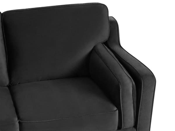 Sofa Sort 3 Personers Velour Træben Klassisk Stil