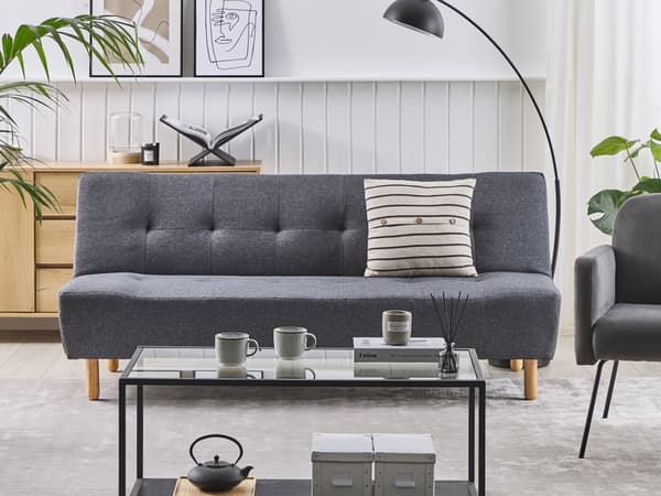 Venstrevendt Hjørnesovesofa Mørkegrå Polstret 5-personers Quiltet Sofa med Chaiselong