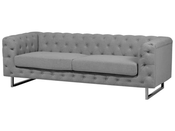 3-personers grå Chesterfield quiltet glamour sofa