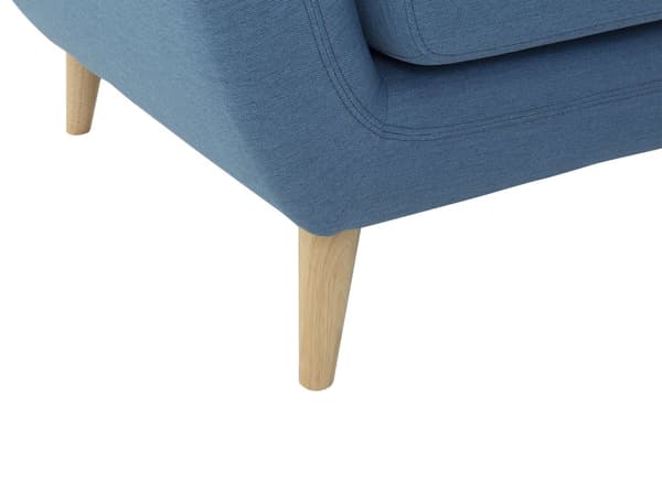 Hjørnesofa Blå Polyester Lyst Træben 3 Personers Polstret Sofa med Chaiselong Tuftet Ryg Skandinavisk Minimalistisk Stue Højrevendt Design