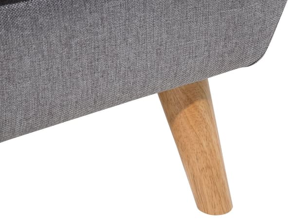Hjørnesofa Grå Polyester Lyst Træben 3 Personers Polstret Sofa med Chaiselong Tuftet Ryg Skandinavisk Minimalistisk Stue Højrevendt Design
