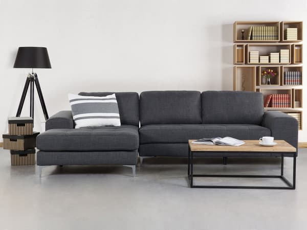Hjørnesofa Mørkegrå Stof L-formet Minimalistisk Stue