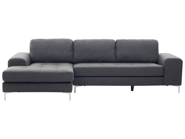 Hjørnesofa Mørkegrå Stof L-formet Minimalistisk Stue