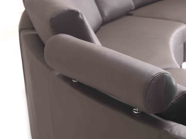 Sofa Brun Læder 7 personers Moderne U Formet Buet Sofa med Chaiselong Justerbare Nakkestøtter Modul Opbygget Kæmpe Designsofa