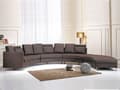 Miniatyrbillede 2 af 7: Sofa Brun Læder 7 personers Moderne U Formet Buet Sofa med Chaiselong Justerbare Nakkestøtter Modul Opbygget Kæmpe Designsofa