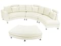 Miniatyrbillede 4 af 7: Sofa Beige Læder 7 personers Moderne U Formet Buet Sofa med Chaiselong Justerbare Nakkestøtter Modul Opbygget Kæmpe Designsofa