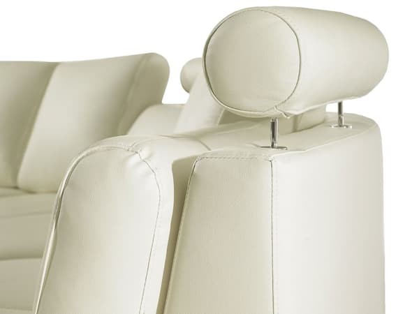 Sofa Beige Læder 7 personers Moderne U Formet Buet Sofa med Chaiselong Justerbare Nakkestøtter Modul Opbygget Kæmpe Designsofa