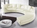 Miniatyrbillede 2 af 7: Sofa Beige Læder 7 personers Moderne U Formet Buet Sofa med Chaiselong Justerbare Nakkestøtter Modul Opbygget Kæmpe Designsofa