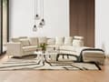 Miniatyrbillede 2 af 11: Sofa Beige Polstret Stof 7 Personers Moderne Rund U Formet Buet Sofa med Chaiselong Justerbare Nakkestøtter Modul Opbygget Kæmpe Designsofa