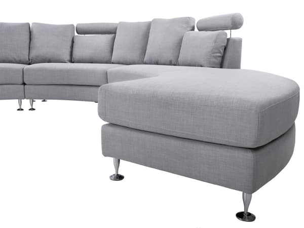 Sofa Lysegrå Polstret Stof 7 Personers Moderne U Formet Buet Sofa med Chaiselong Justerbare Nakkestøtter Modul Opbygget Kæmpe Designsofa