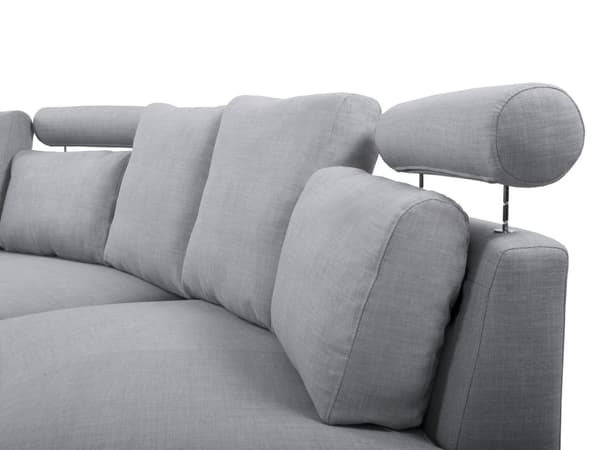 Sofa Lysegrå Polstret Stof 7 Personers Moderne U Formet Buet Sofa med Chaiselong Justerbare Nakkestøtter Modul Opbygget Kæmpe Designsofa