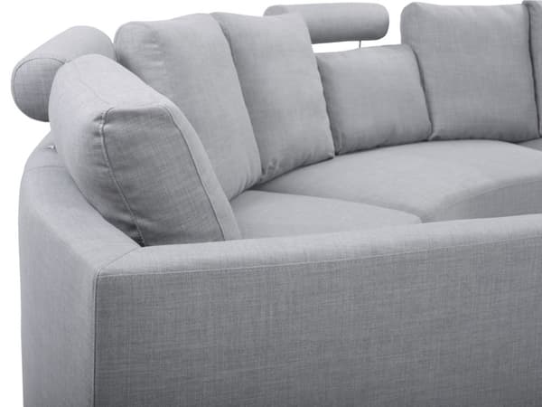 Sofa Lysegrå Polstret Stof 7 Personers Moderne U Formet Buet Sofa med Chaiselong Justerbare Nakkestøtter Modul Opbygget Kæmpe Designsofa