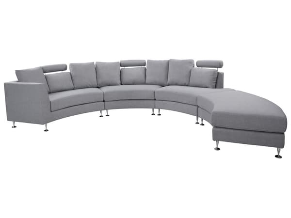 Sofa Lysegrå Polstret Stof 7 Personers Moderne U Formet Buet Sofa med Chaiselong Justerbare Nakkestøtter Modul Opbygget Kæmpe Designsofa