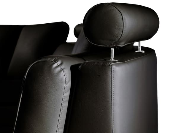 Sofa Sort Læder 7 personers Moderne U Formet Buet Sofa med Chaiselong Justerbare Nakkestøtter Modul Opbygget Kæmpe Designsofa