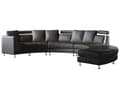 Miniatyrbillede 1 af 7: Sofa Sort Læder 7 personers Moderne U Formet Buet Sofa med Chaiselong Justerbare Nakkestøtter Modul Opbygget Kæmpe Designsofa