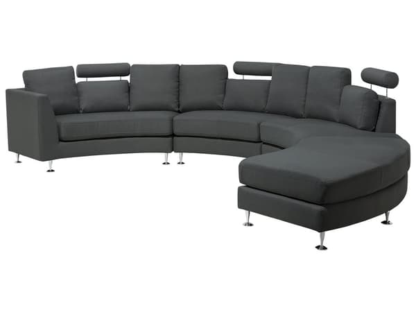 Sofa Mørkegrå Polstret Stof 7 Personers Moderne U Formet Buet Sofa med Chaiselong Justerbare Nakkestøtter Modul Opbygget Kæmpe Designsofa
