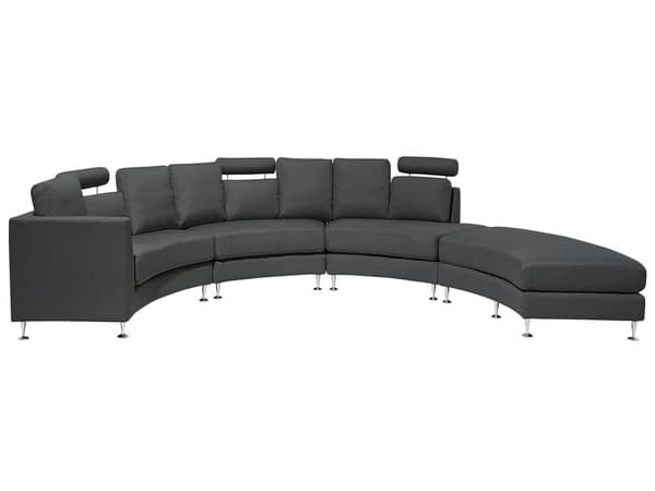 Sofa Mørkegrå Polstret Stof 7 Personers Moderne U Formet Buet Sofa med Chaiselong Justerbare Nakkestøtter Modul Opbygget Kæmpe Designsofa