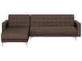 Miniatyrbillede 1 af 8: Hjørnesofa Mørkebrun Polyester med Skumfyld og Sølv Forkromet Metal 4 personers Moderne L-formet tuftet modulær med sovefunktion højrevendt