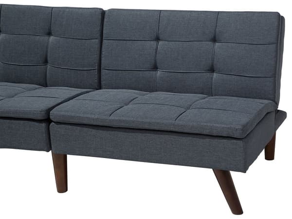 Sovesofa Grå Mørkt Træ 3 Personers Klassisk Retro Sofa med Sovefunktion Quiltet Ryg Polstring Sofaseng Design Skibsbriks Skrå Ben