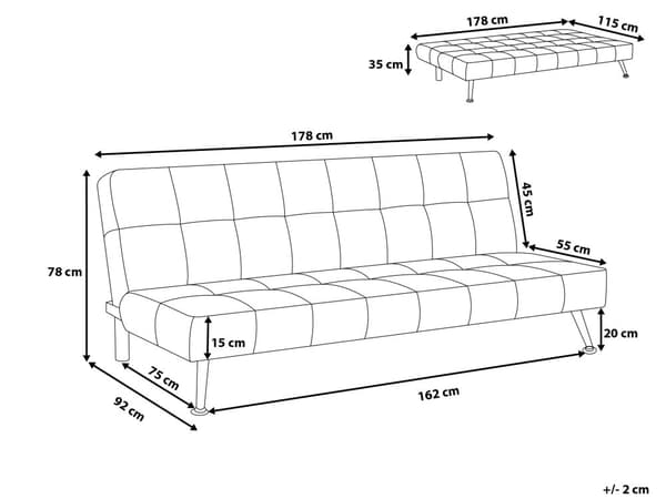 Sovesofa Grå Rød Velour 3 Personers Sofa med Sovefunktion til Børneværelse Indretning