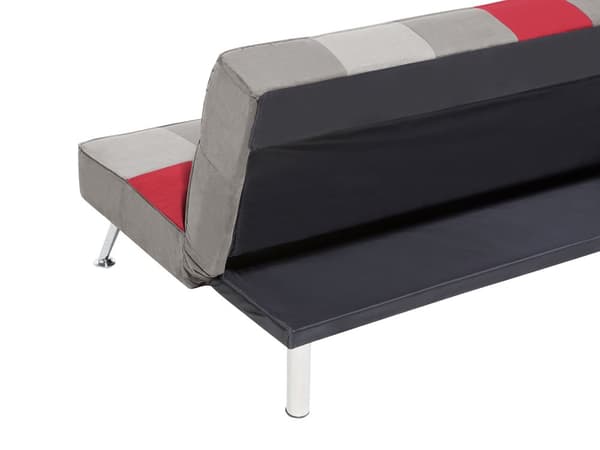 Sovesofa Grå Rød Velour 3 Personers Sofa med Sovefunktion til Børneværelse Indretning