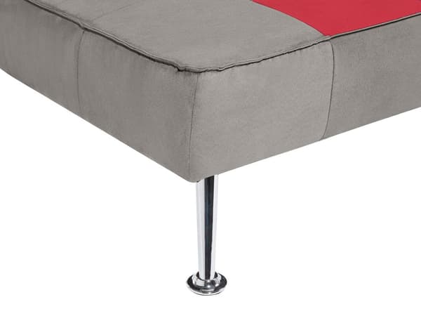 Sovesofa Grå Rød Velour 3 Personers Sofa med Sovefunktion til Børneværelse Indretning