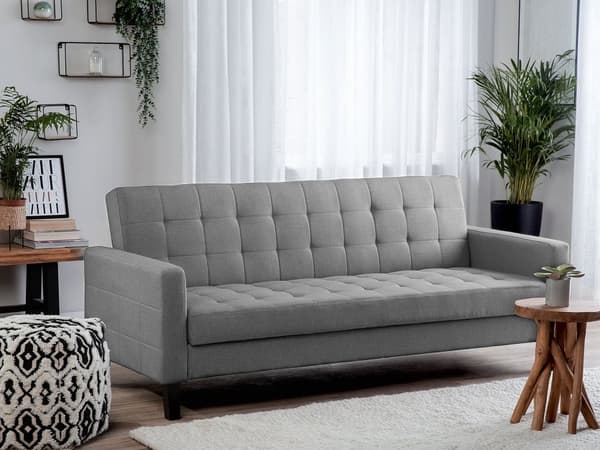 Bäddsoffa Ljusgrå 3-sits Klick Klick Stickad