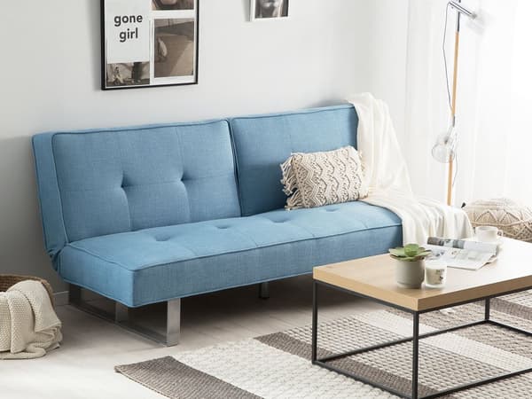 Bäddsoffa Blå 3-sits Tillbakalutande Ryggstöd