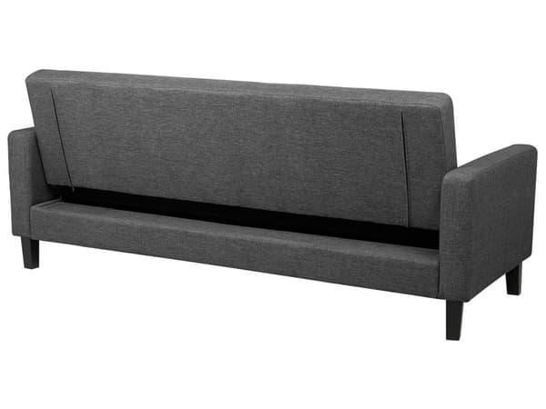 Mørkegrå 3-personers quiltet sofa med fyrretræsben i retrostil