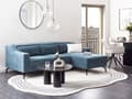 Miniatyrbillede 2 af 11: Hjørnesofa Blå Stof Polyester med Sølv Krom Metalben 4 Personers Sofa med Chaiselong Open End Justerbare Nakkestøtter Stue Inspiration