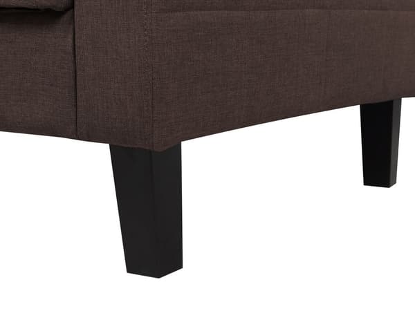 Brun 3-personers quiltet sovesofa med fyrretræsben i retrostil