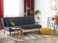 Miniatyrbillede 2 af 9: Mørkegrå sovesofa 3 personers polstret sofa til stuen med sovefunktion træben