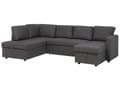 Miniatyrbillede 4 af 11: Hjørnesofa Mørkegrå Polyester 5 Personers Flydersofa med Chaiselong Opbevaring Moderne U Sofa med Sovefunktion Sofaseng Udtræk til Stue Dekor