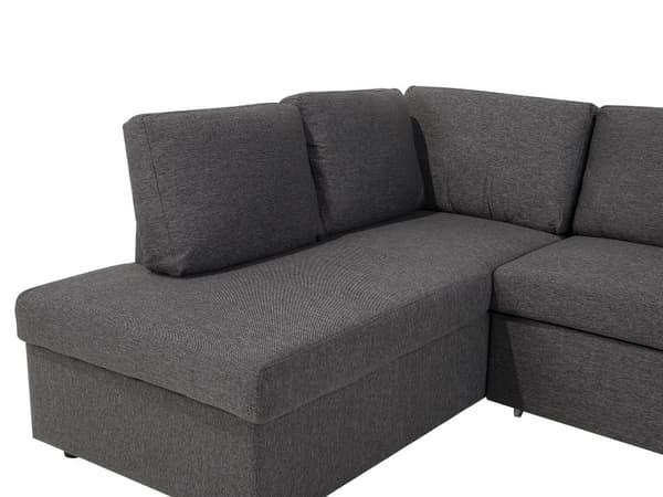 Hjørnesofa Mørkegrå Polyester 5 Personers Flydersofa med Chaiselong Opbevaring Moderne U Sofa med Sovefunktion Sofaseng Udtræk til Stue Dekor