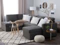 Miniatyrbillede 2 af 11: Hjørnesofa Mørkegrå Polyester 5 Personers Flydersofa med Chaiselong Opbevaring Moderne U Sofa med Sovefunktion Sofaseng Udtræk til Stue Dekor