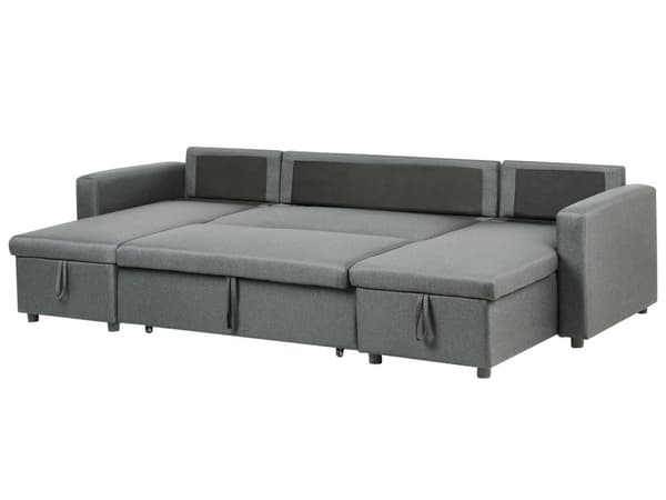 Hjørnesofa mørkegrå hesteskosofa med moderne hyndebeholder