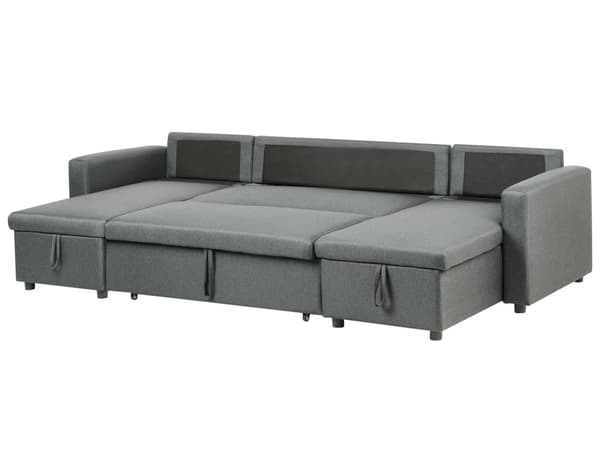Hjørnesofa mørkegrå hesteskosofa med moderne hyndebeholder