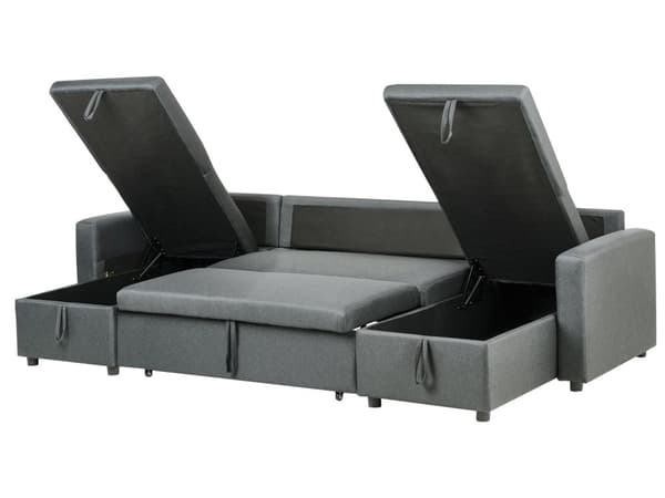 Hjørnesofa mørkegrå hesteskosofa med moderne hyndebeholder