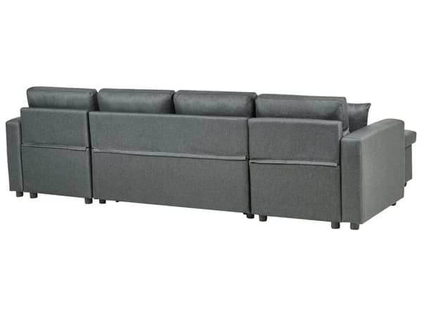 Hjørnesofa mørkegrå hesteskosofa med moderne hyndebeholder